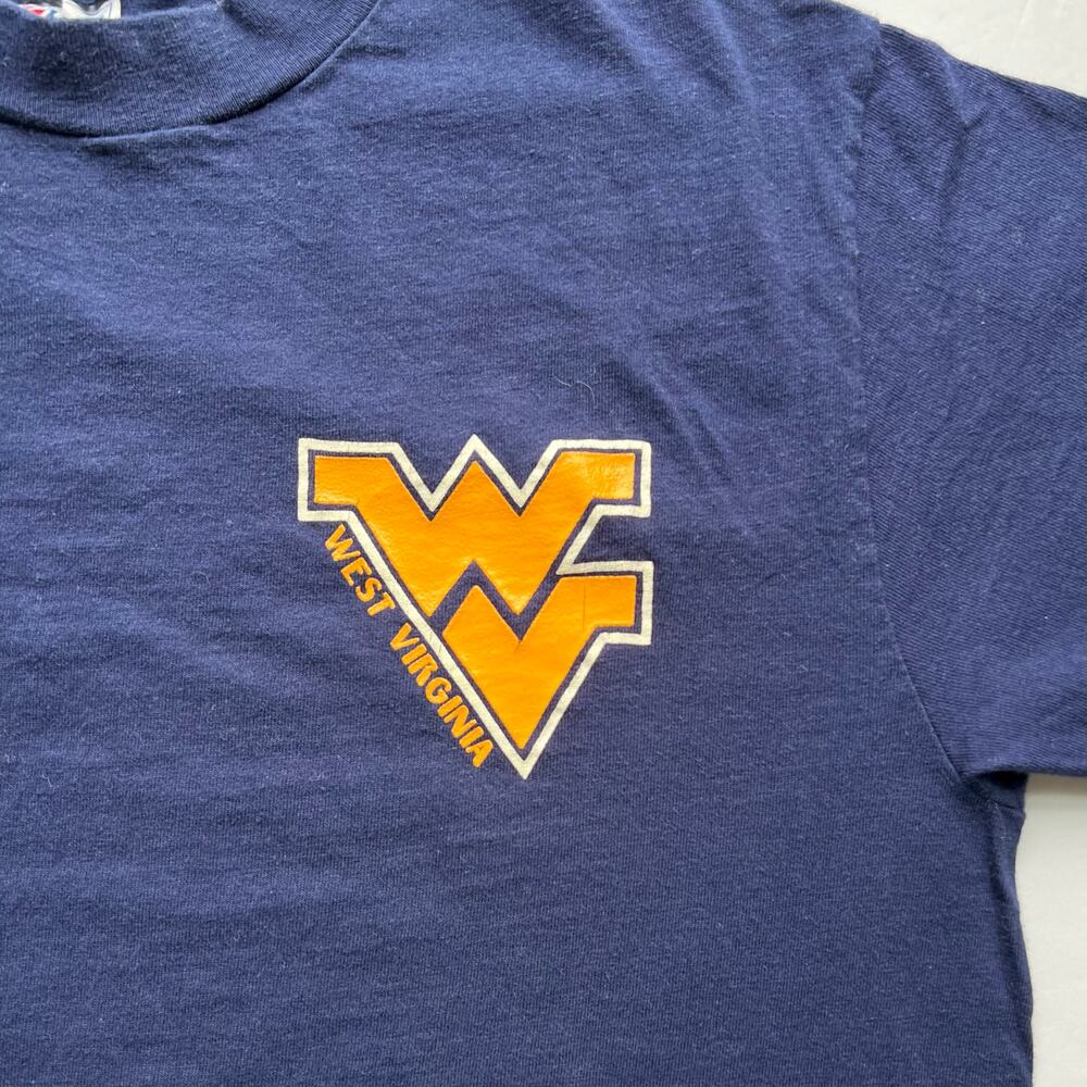Vintage West Virginia University Mountaineers College T Shirt SingleStitch Hanes - Picture 3 of 8